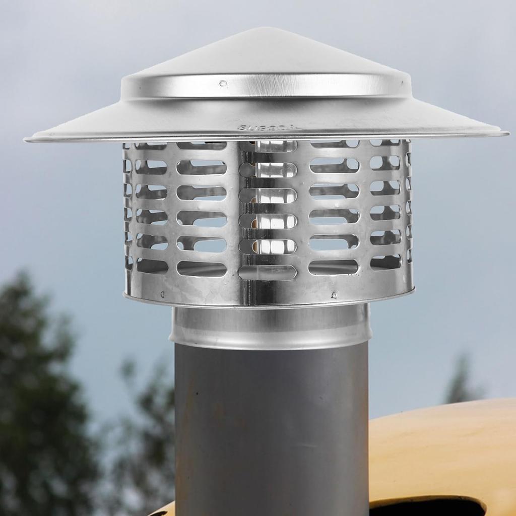 5 Inch Round Stainless Steel Chimney Cap - Flue Cover for Roof Ventilation - Weatherproof Chimney Cover to Fit Existing Flue Tiles and Enhance