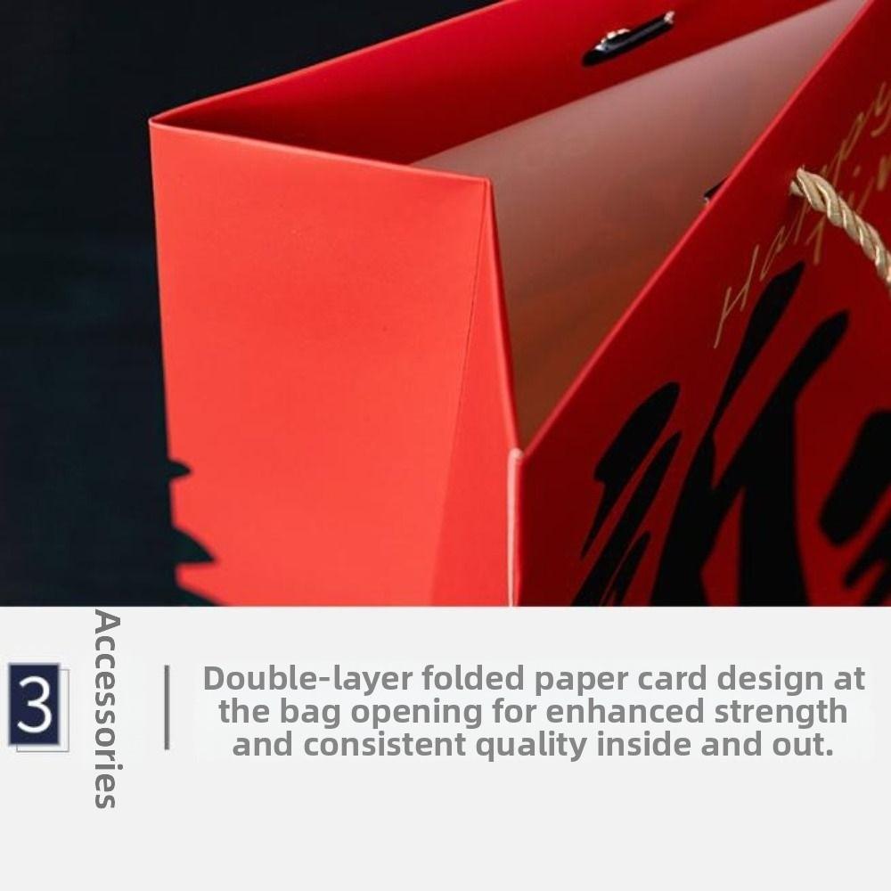 Paper Gift Packing Bag Bow Ribbon Red Present Wrap Bag Reusable Portable Clothing Handle Bag Birthday Party Decoration