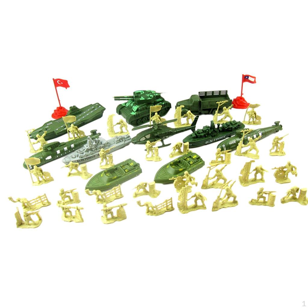 52 Pieces Soldier Figures Toys Playset Sand Table Decor Mini Layout Model Men Soldiers with