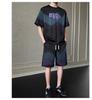 Hong Kong Style Tie-Dye Men's Sportswear Set - Summer 2026 Trendy Short Sleeve & Shorts