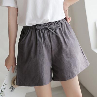 Dames Shorts Elastische Taille Verstelbaar Trekkoord Casual Shorts met Zakken Wijde Pijp Effen Kleur Losse Pasvorm Shorts