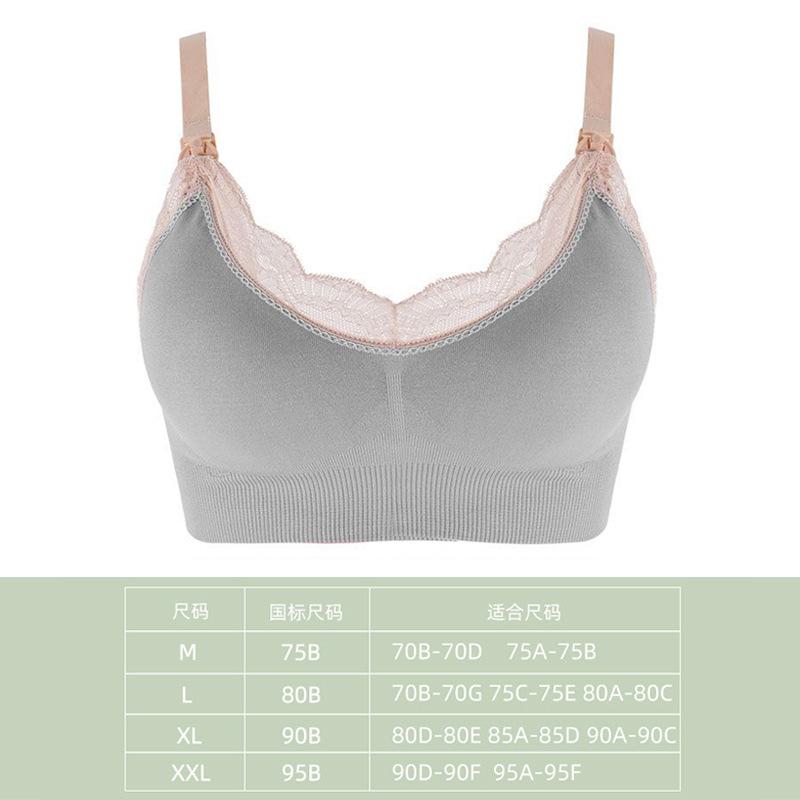 Reggiseno da allattamento wireless con apertura frontale, morbido pizzo, traspirante, senza cuciture, supporto materno per donne incinte