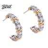 Two-tone Earrings 1 Pair Women C-Ring Shape Ear Buckle Design