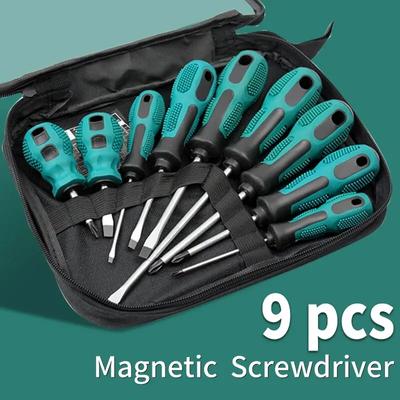 9dílná sada šroubováků s magnetickým multifunkčním křížovým rovným šroubovákem pro domácnost, ruční sada šroubováků, nástroj pro údržbu