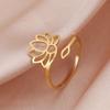 Dreamtimes Lotus Flower Rings for Women Encouragement Lotus Flower Adjustable Vintage Buddha Yoga Wedding Mother Bague Gift