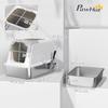 Extra Large Stainless Steel Litter Box, Enclosed Cat Litter Tray with Scoop, Deodorizer Bag, Front-Entry and Top-Exit