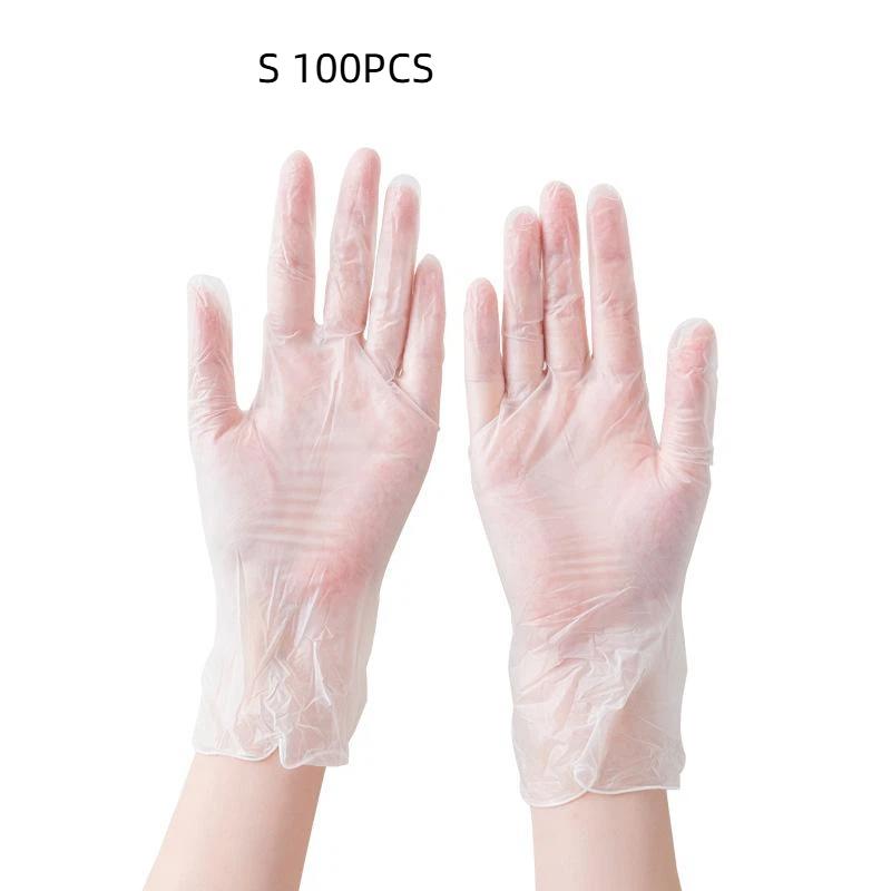 

100 Pieces Disposable Pvc Gloves Transparent Thickened Plastic Household Catering Baking Beauty Cleaning Gloves Living Supplies S
