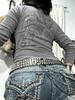 Crop Top Donna Stile Europeo/Americano Primavera/Estate 2025 Scollo a U Strass Vestibilità Slim