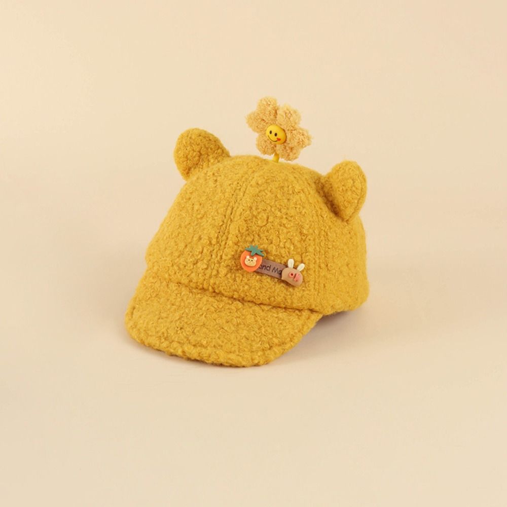 

Solid Color Children Baseball Hat Flower Plush Baseball Hat Adjustable Children Cap Girls