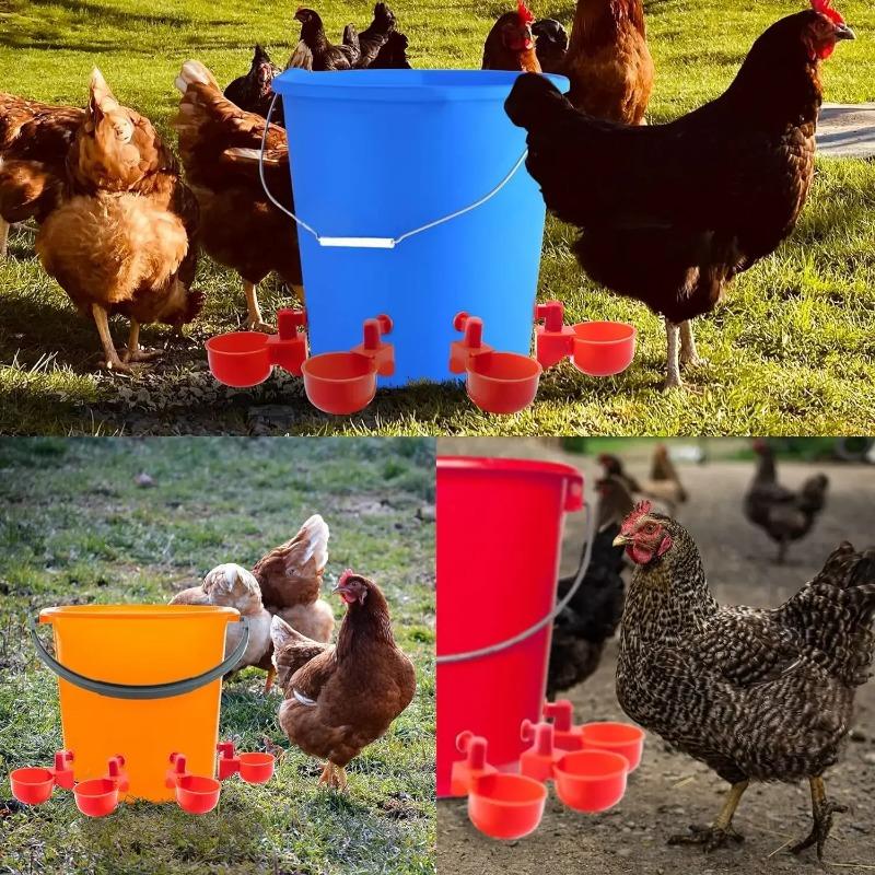 60PC Chicken Drinking Cup Automatic Drinker Chicken Feeder Poultry Waterer Drinking Water Feeder for Chicks Duck Goose Quail
