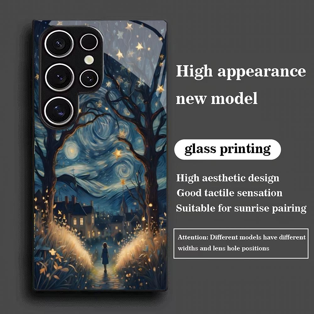The Little Girl's Glass Phone Case Under the Light Is Suitable for Samsung Galaxy S26 S25 S24 S22 S21 S20FE/Ultra/Plus Anti Drop