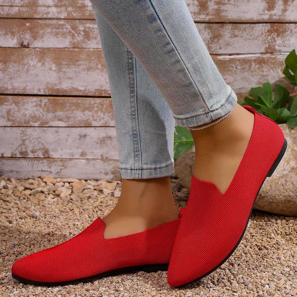 Women's Flyknit Pointed Toe Flats - Versatile, Breathable, Comfortable Solid Color Summer Shoes