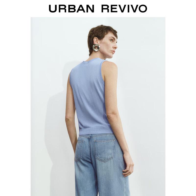 UR 2025 Spring Women's Simple V-Neck Sleeveless Knitted Cardigan