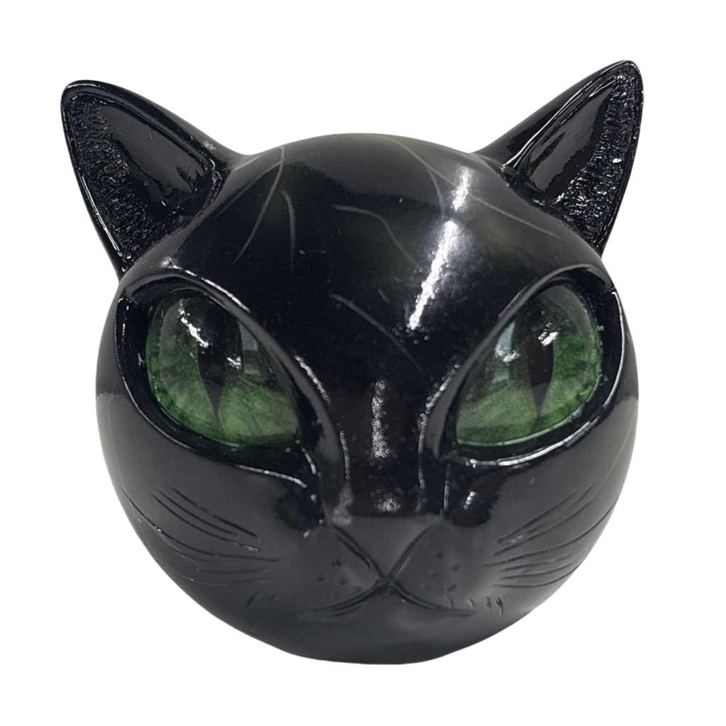 Halloween Unique Cat Figure Resin Black Cat Statue Artwork Black Cat Figurine Elegant Home Decor Gifts for Cat Lovers Women Men