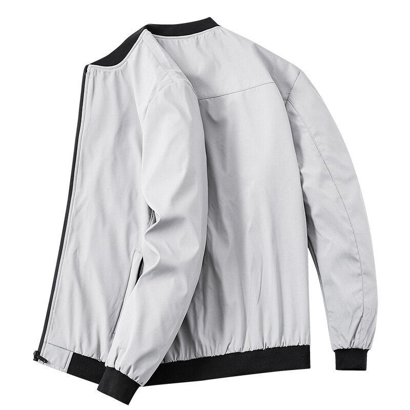 Men's jacket spring and autumn Korean version trendy casual top spring and autumn zipper pocket jacket men's baseball jersey men's solid color