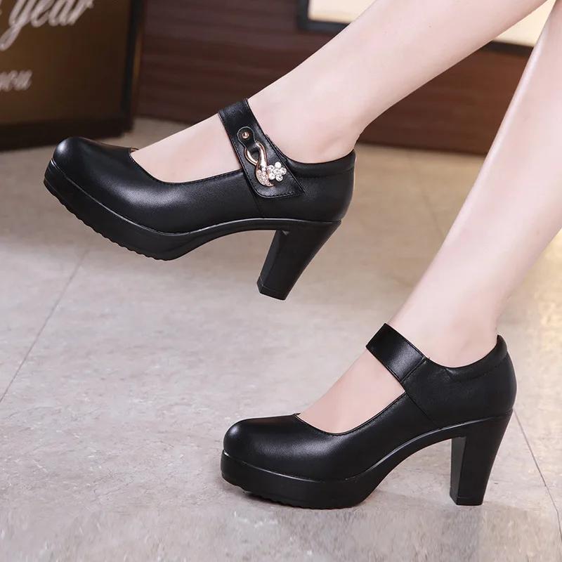 8 10 12cm Kleine Größe 32-43 Mode Schwarz Block Hohe Absätze Schuhe Damen Pumps 2025 Frühling Lackleder Mary Janes Büro Model