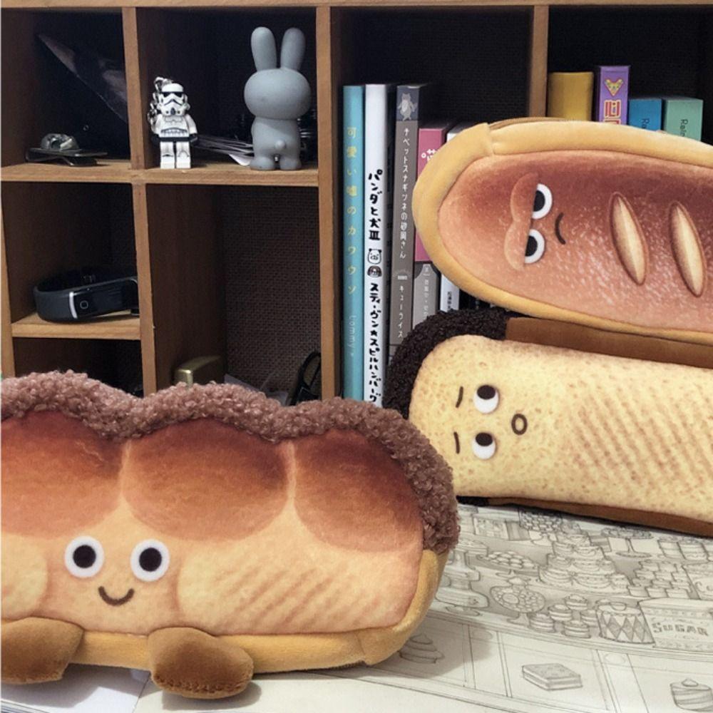 Large Capacity Bread Pen Box Toast Plush Pen Pouch Cosmetic Bag Toast Pencil Case Student Gift