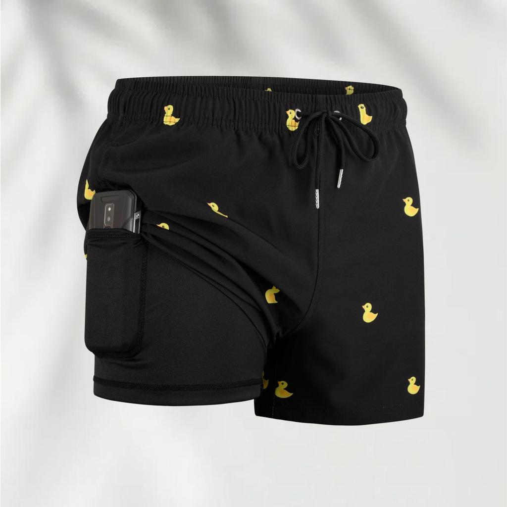 2025 Anti-Embarrassment Men's Double-Layer Beach and Sports Shorts