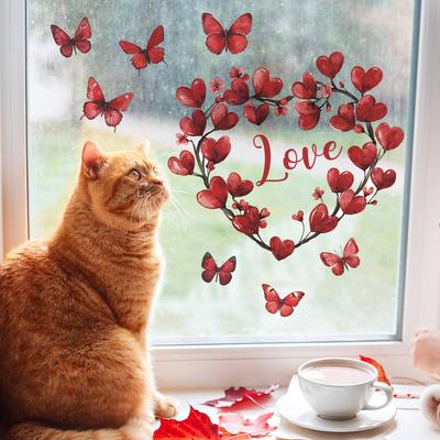 Fiori a forma di cuore Farfalla Camera da letto Soggiorno Sfondo per la casa Decorazione Paesaggistica Adesivi murali