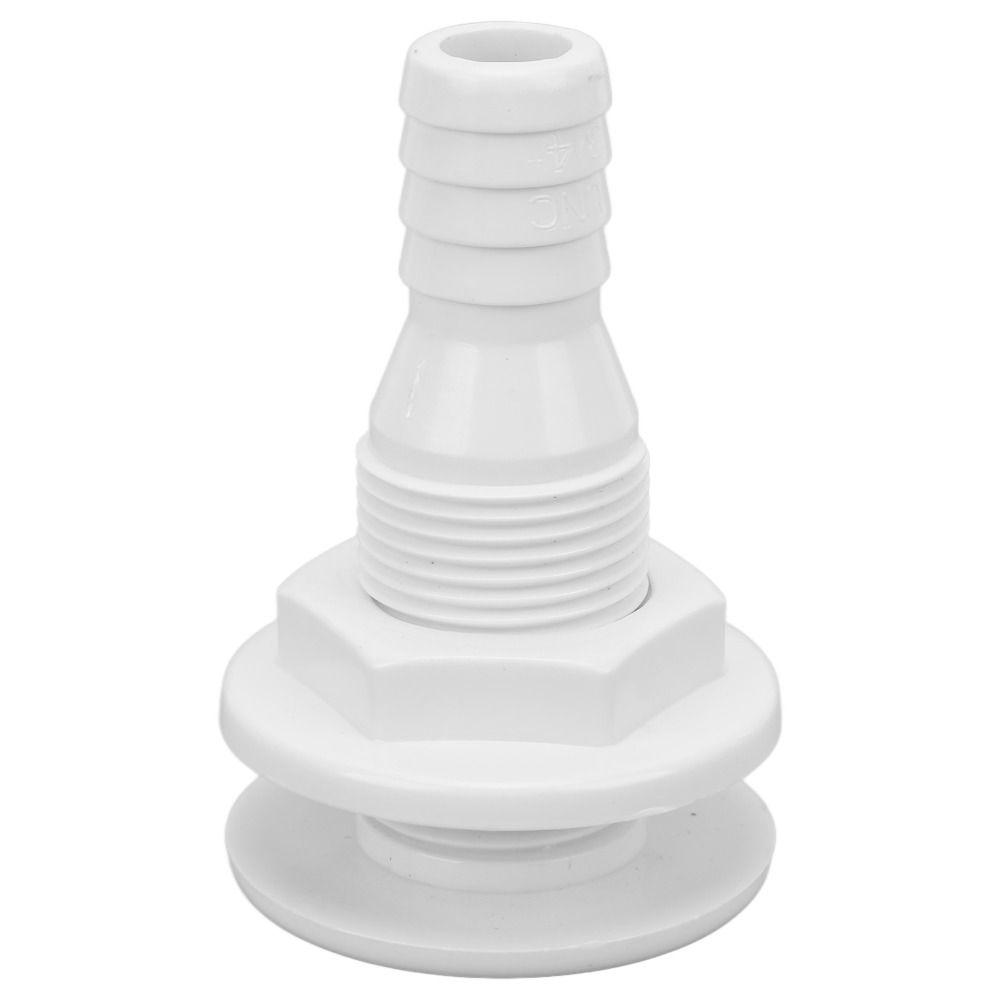 White Injection Molded Polypropylene Thru Hull Fitting Hose Coupling  Boat Drainage