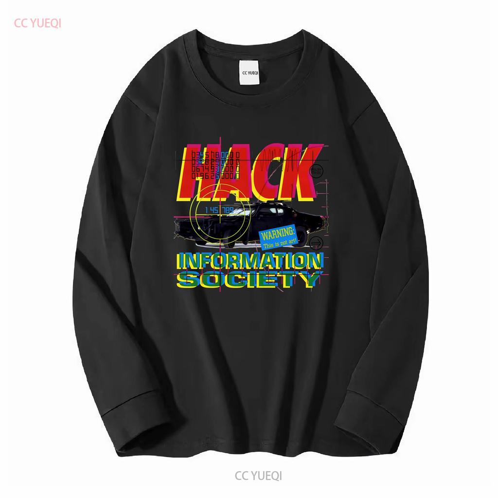 INFORMATION SOCIETY HACK NEW WHITE T SHIRT long or short sleeves vintage Washed Comfortable graphic Top For Everyday Wear Soft