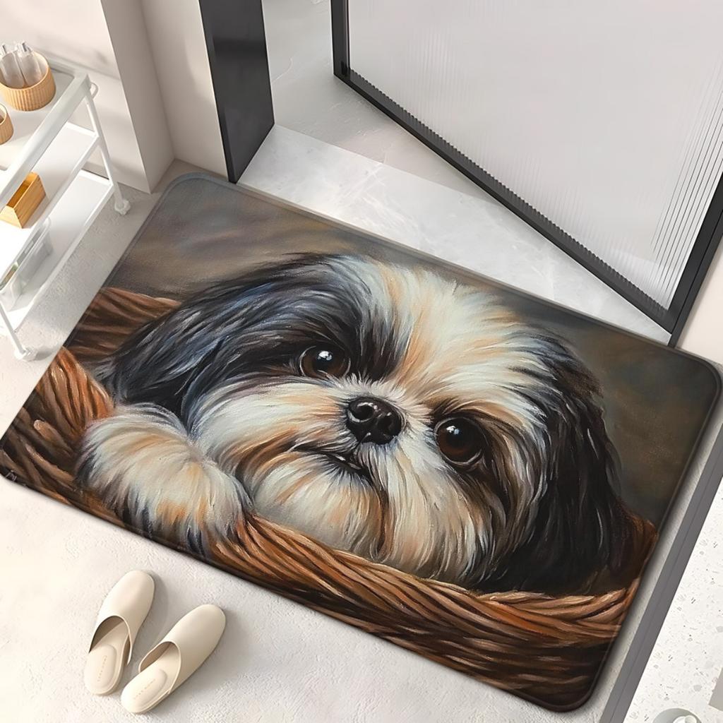 Rutschfeste Badezimmermatte für Shih Tzus, Mikrofaser-Saugmaschine Wasch-Polyestermatte