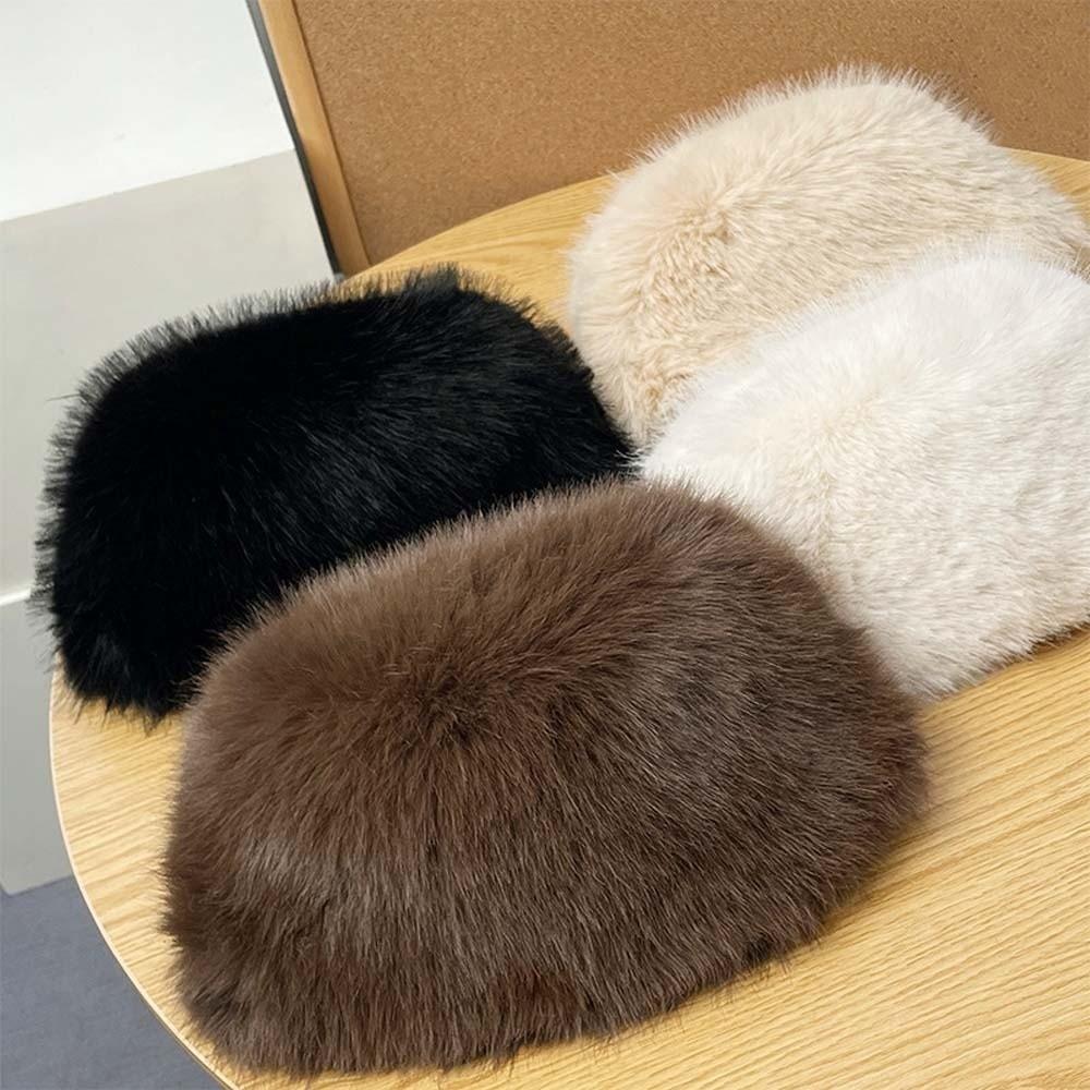 Imitation Mink Fur Winter Fisherman Hat Temperament Anti-cold Basin Cap Plush Bucket Hat Travel