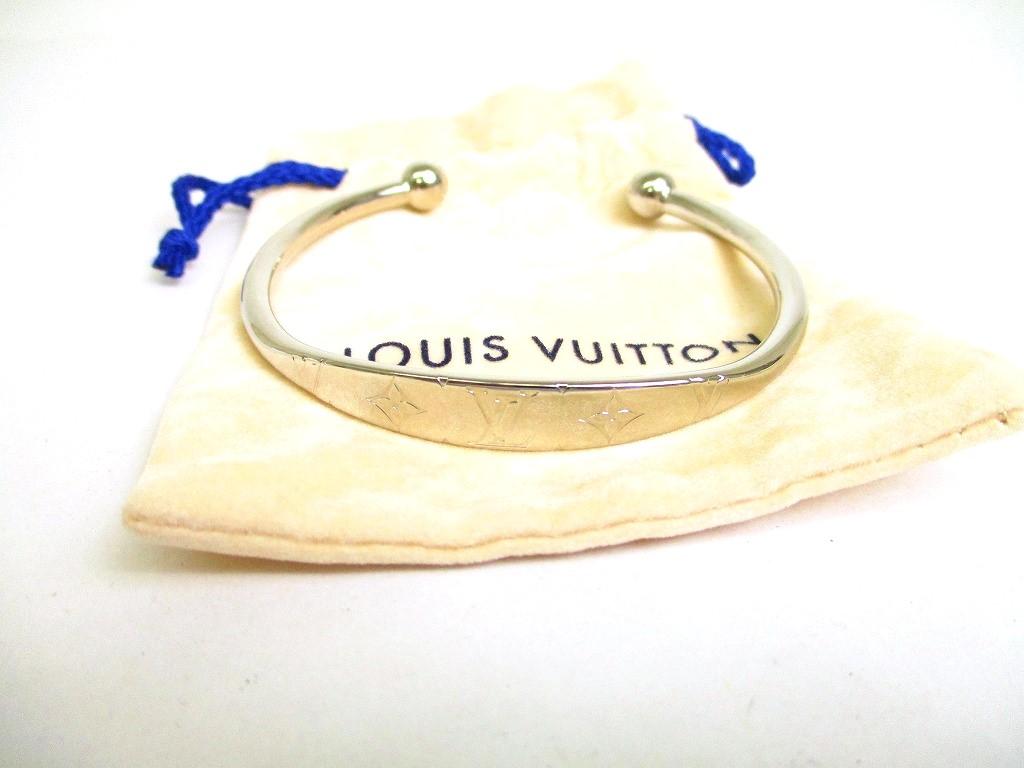 

Автентичний монограма LOUIS VUITTON срібний латунний браслет монограма Jonc #a212 відремонтований
