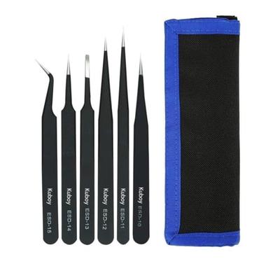 Set of 6 High-Precision, Ultra-Fine Tweezers for Plastic Model Making and Crafts. Anti-Magnetic, Anti-Corrosion, Anti-Rust, and Acid-Resistant Stainle