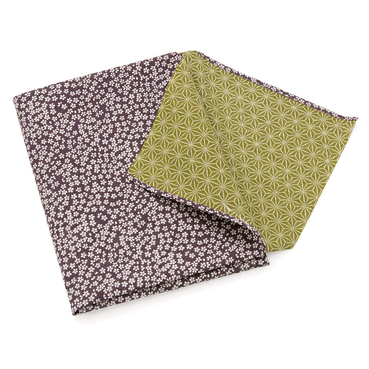 

без фурошікі традиційне обгортання з маленьким візерунком сакури та листка конопель з обох сторін 105 см [Кіото Міябі] (Японська тканина) боки, НКП, Фіолетовий,