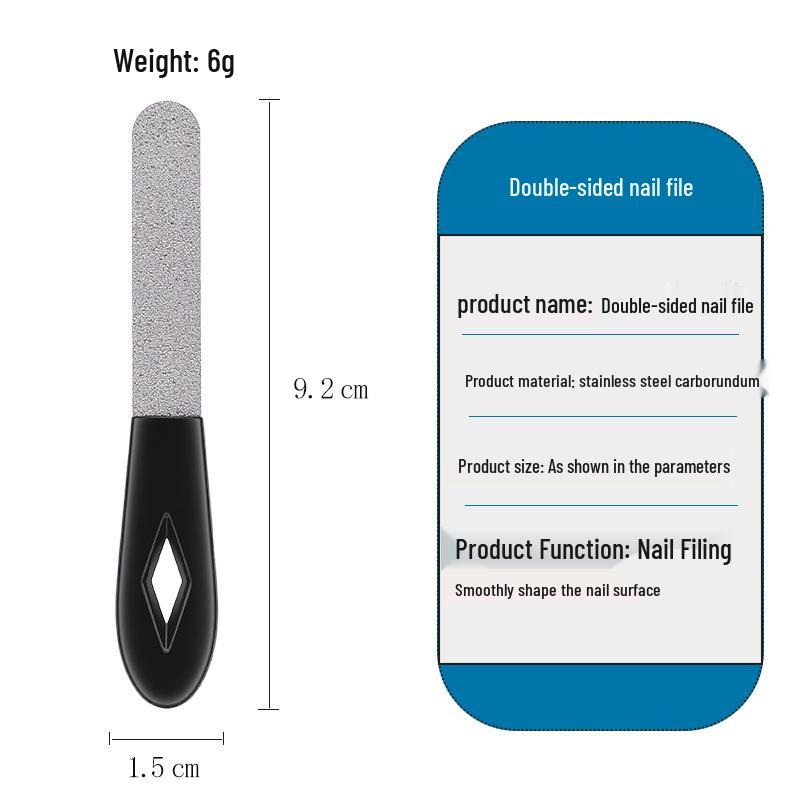 Mini Double-Sided Stainless Steel Nail File with Round Head Buffer and Polisher