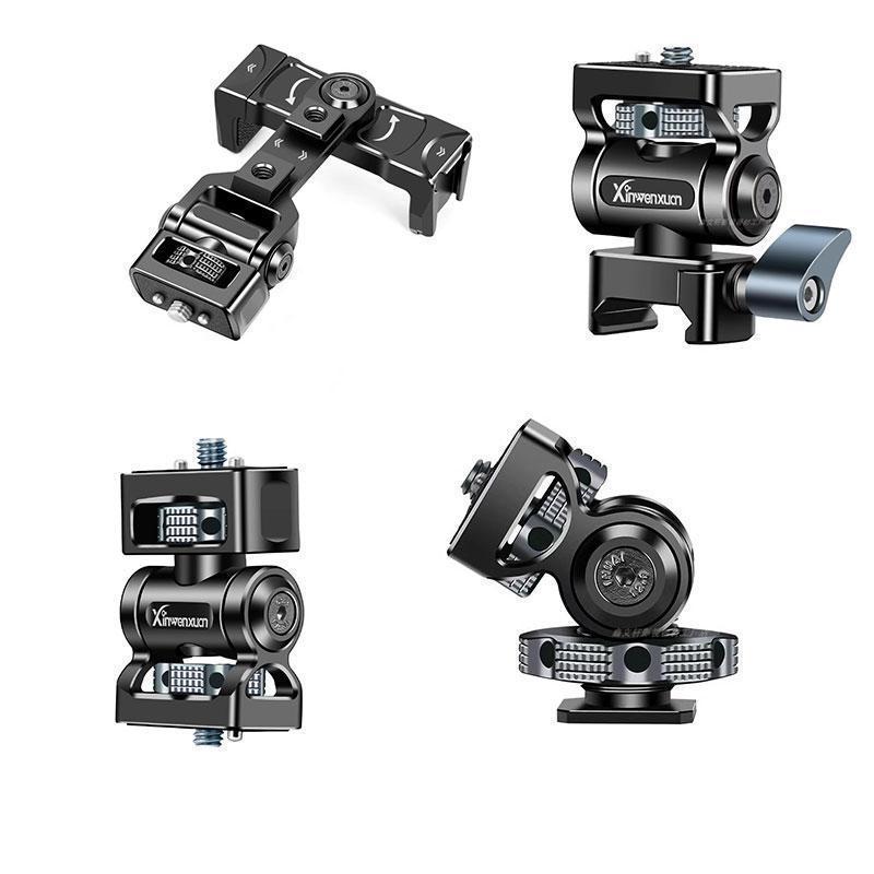 All-Metal Aluminum Alloy Snail Ball Head Hot Shoe DSLR/Phone Clip Monitor Bracket