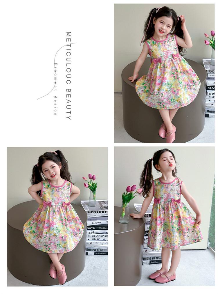 2025 New Fashion Floral Sleeveless Summer Dress for Baby Girls – Cotton