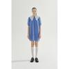 Between A And B Check Collar Frill Mini Dress [Blue]
