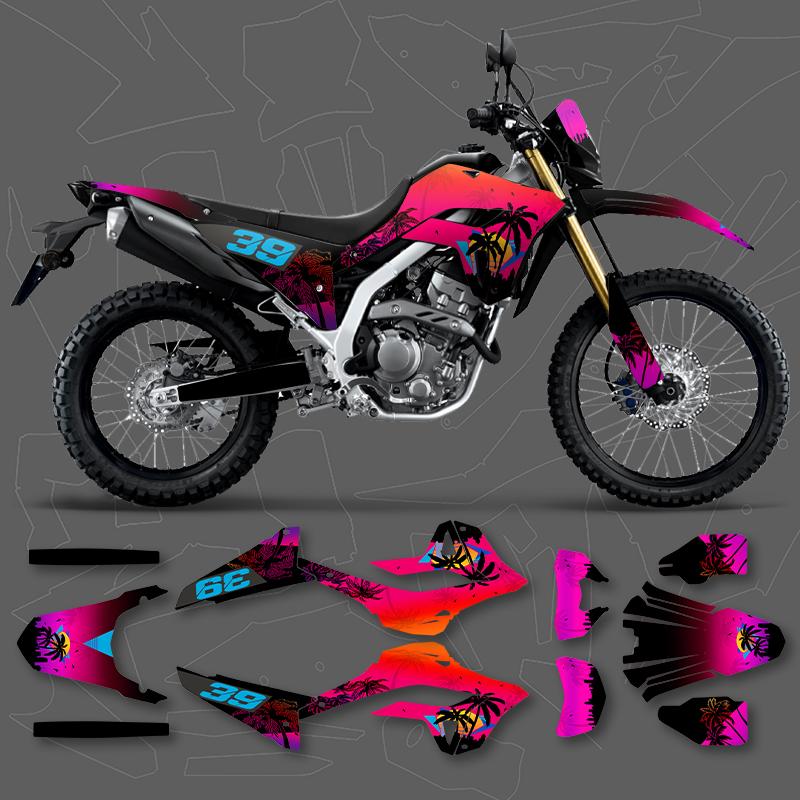 DSMTECH Motorcycle Graphics Background Decals Stickers Kits for HONDA CRF300L 2021 For CRF300L 011