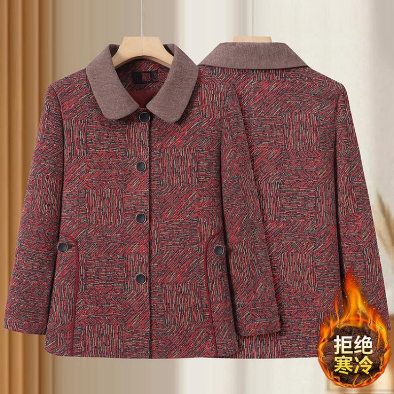 Autumn and winter lapel thick coat wife loose clothes old autumn clothes new old tops