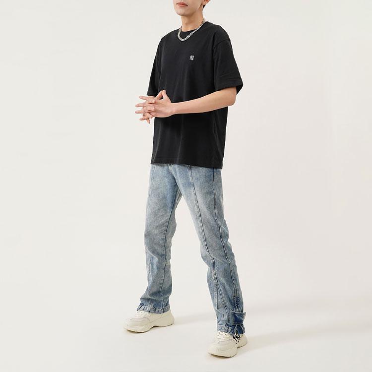 New MLB Base Logo T Shirts Unisex Black 3ATS01023-50BKS