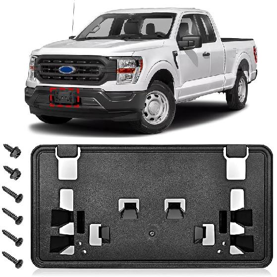 TOP-MAX License Plate Bracket Compatible With - Ford F150 2.7L 3.0L 3.5L V6 5.2L V8 Accessories, Front Bumper License Plate Holder Frame Replace For