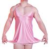 Sexy Damenkleid Spitze Verstellbar Glatte Satinseide Niedrige Brust Träger Nachthemd Crossdressing Sissy Dessous Minikleider