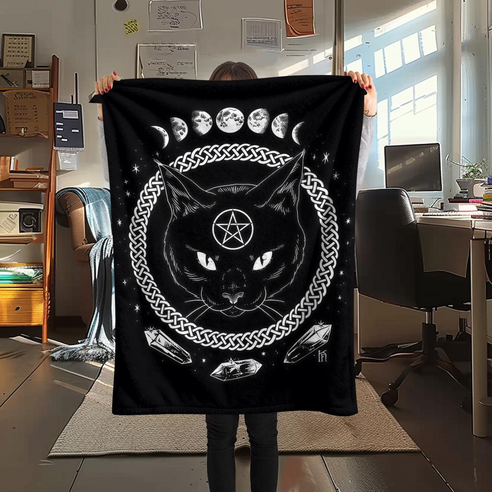 1PC Satan Symbol Print Flannel Blanket, High quality All Seasons, Home Decor, Warmth and Comfort, Perfect for Christmas Gifts
