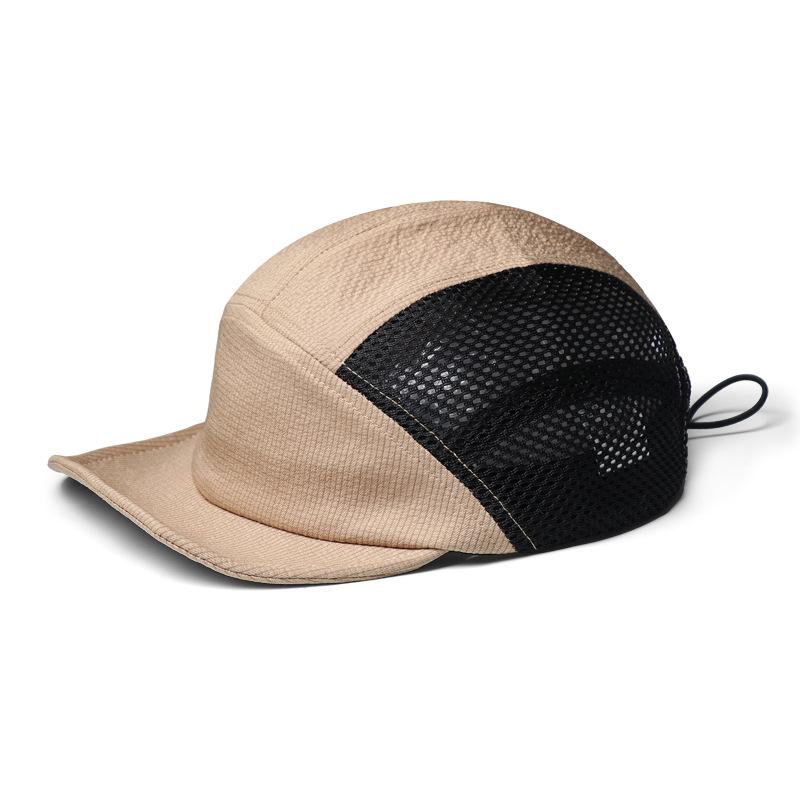 Unisex Baseballkappe mit kurzem Schirm, schnelltrocknend, halbe Netzstruktur, atmungsaktiv, für Outdoor-Camping, mit verstellbarem Riemen