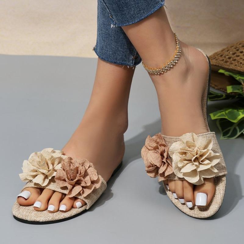 Summer Non-slip Comfortable/lightweight Women's Flat Slippers Fashion New Round Toe Elegant Open-toe Sexy Beach Slippers