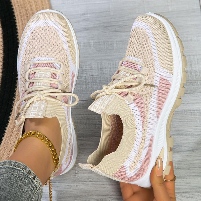 Spring and Autumn New Women's Shoes Sneakers Flying Woven Mesh Shoes Shallow Mouth Lightweight Casual Shoes Comfortable Versatile Single Shoes