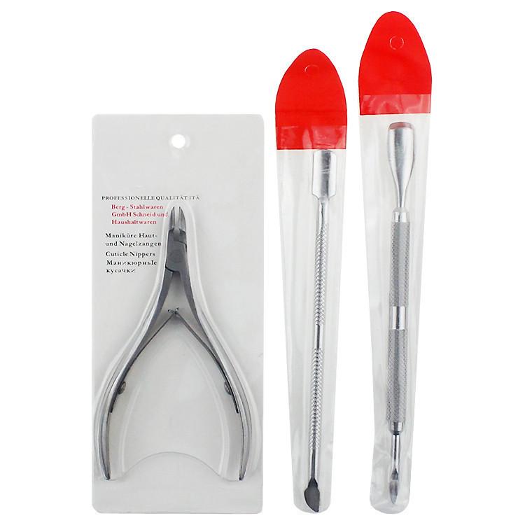 Stainless Steel Manicure Set: Cuticle Nipper, Pusher, and Fork