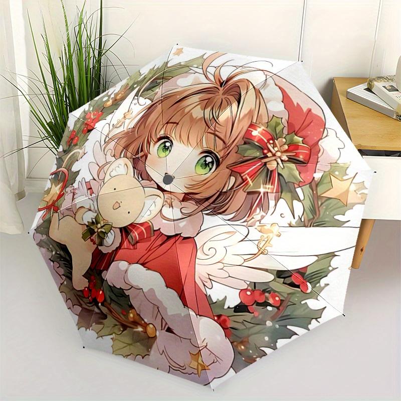 

1pc Christmas Angel Wings Auto Open Close Umbrella - Portable 3-Fold Design with 8 Iron Ribs, Outdoor, for Fans, Travelers, Daily Use, Festive Gi