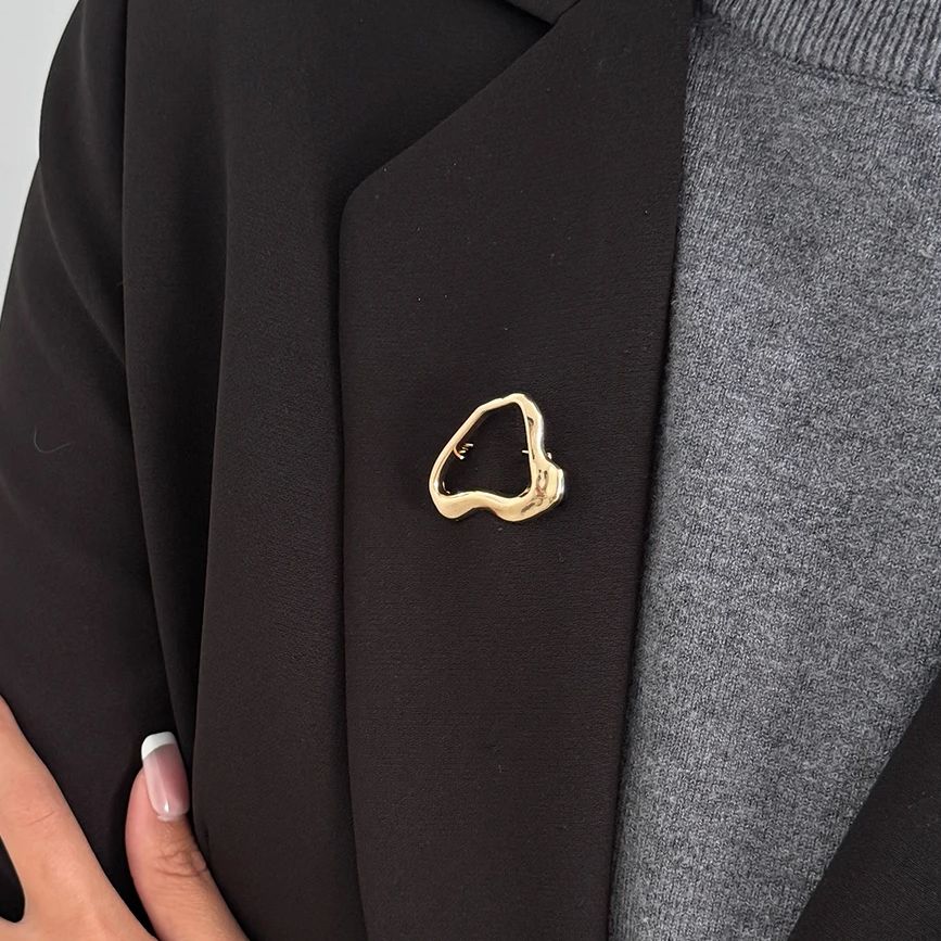 Ingemak Unique Irregular Hollow Geometry Brooches for Women Minimalism Gold Color Metal Shirt Collar Lapel Suit Pin Accessories