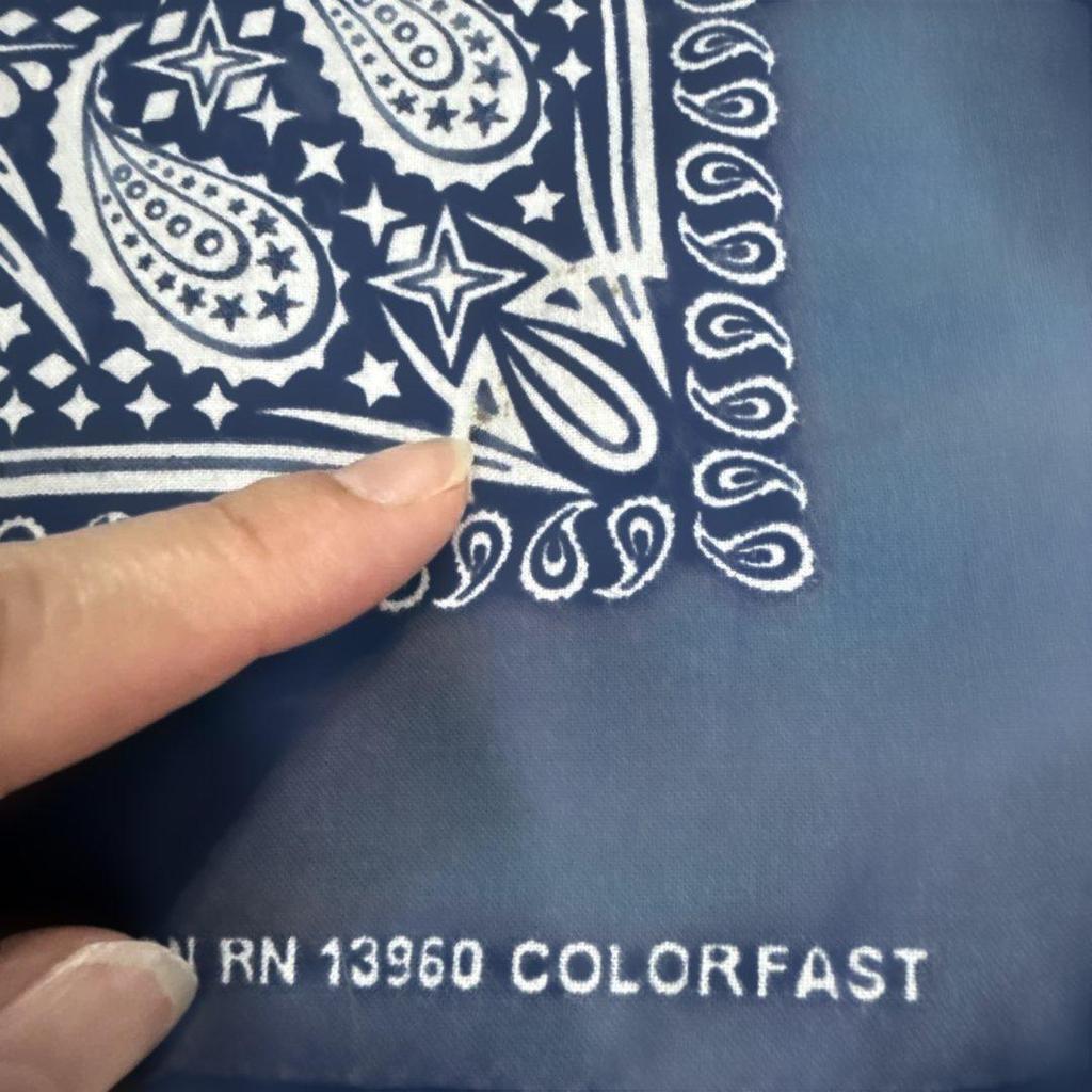 Used 70s Vintage Bandana Navy Paisley Made in USA