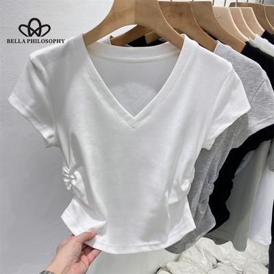 Sweet Spice Girl Niche Short Slim-fit V-neck Short-sleeved T-shirt