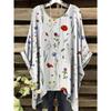 Women's Bohemian Flower Print T-Shirts Black Colorful Retro Full Body Graphic