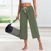 Women's Loose Cropped Pants, Wide Leg Drawstring Yoga Pants Comfy Pants With Pockets